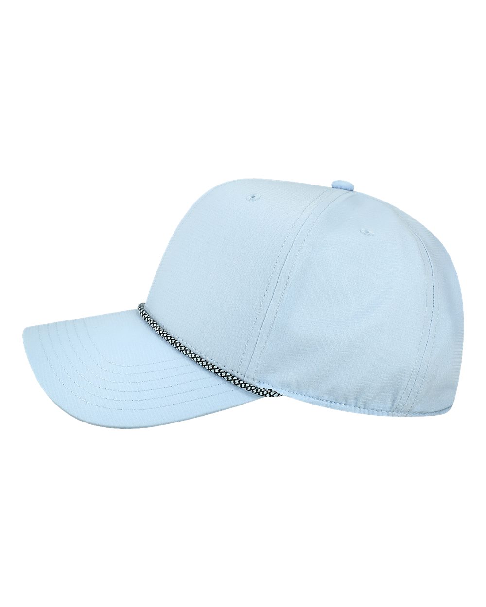 Left View of Light Blue/ Crystal Blue Six-Panel Ripstop Rope Cap - RIPPER