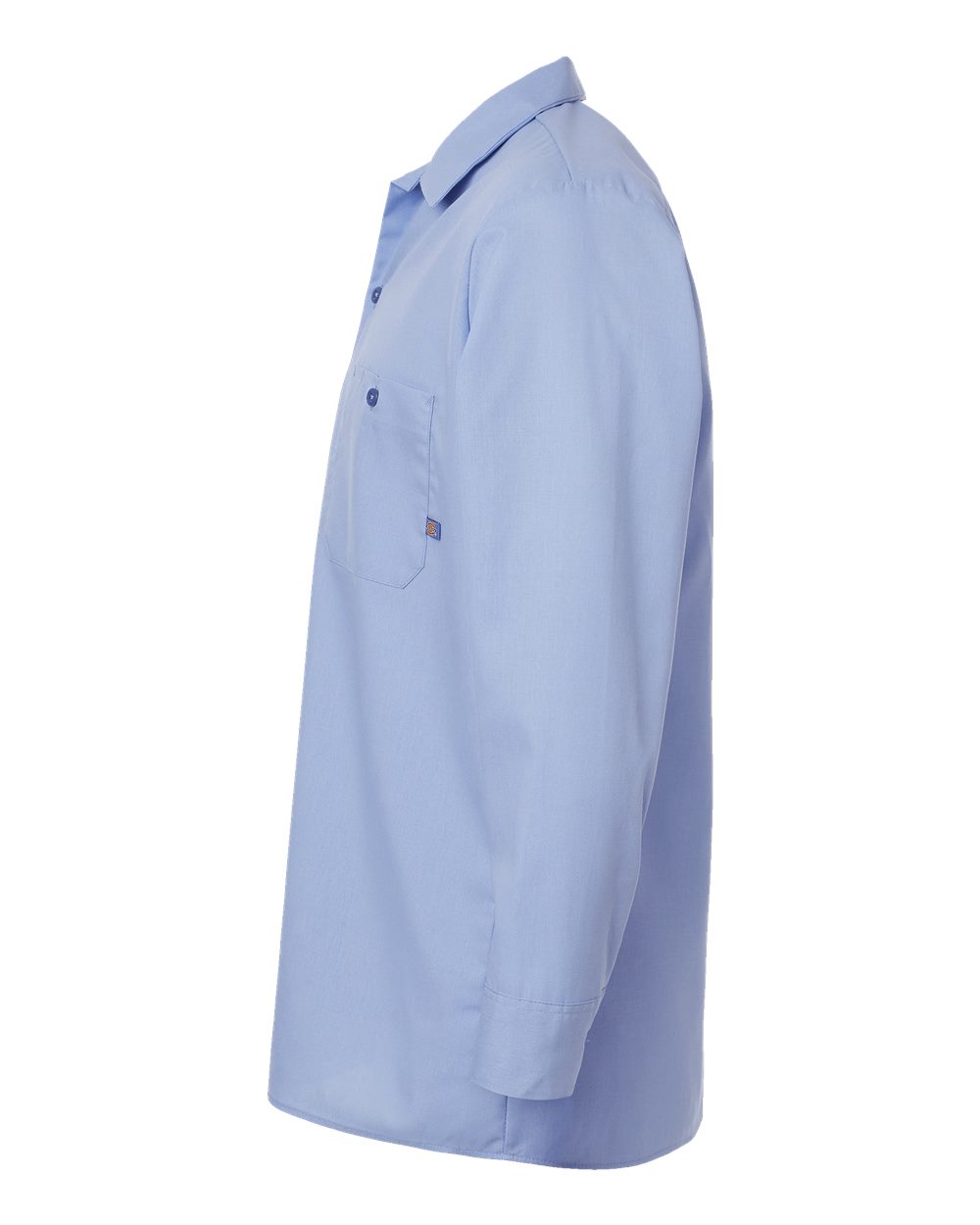 Left View of Light Blue Industrial Long Sleeve Work Shirt - Tall Sizes - L535T