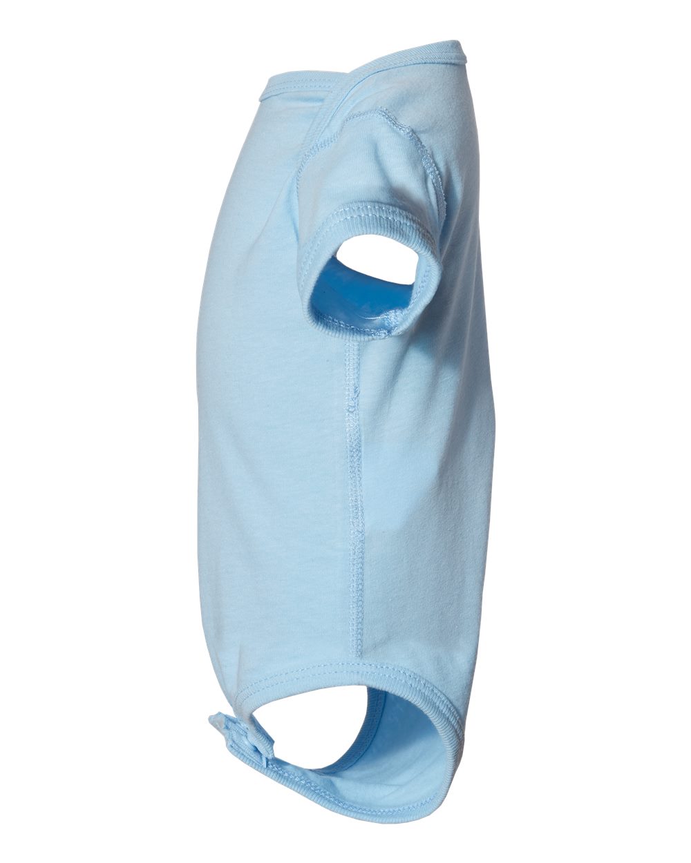 Left View of Light Blue Infant Fine Jersey Bodysuit - 4424