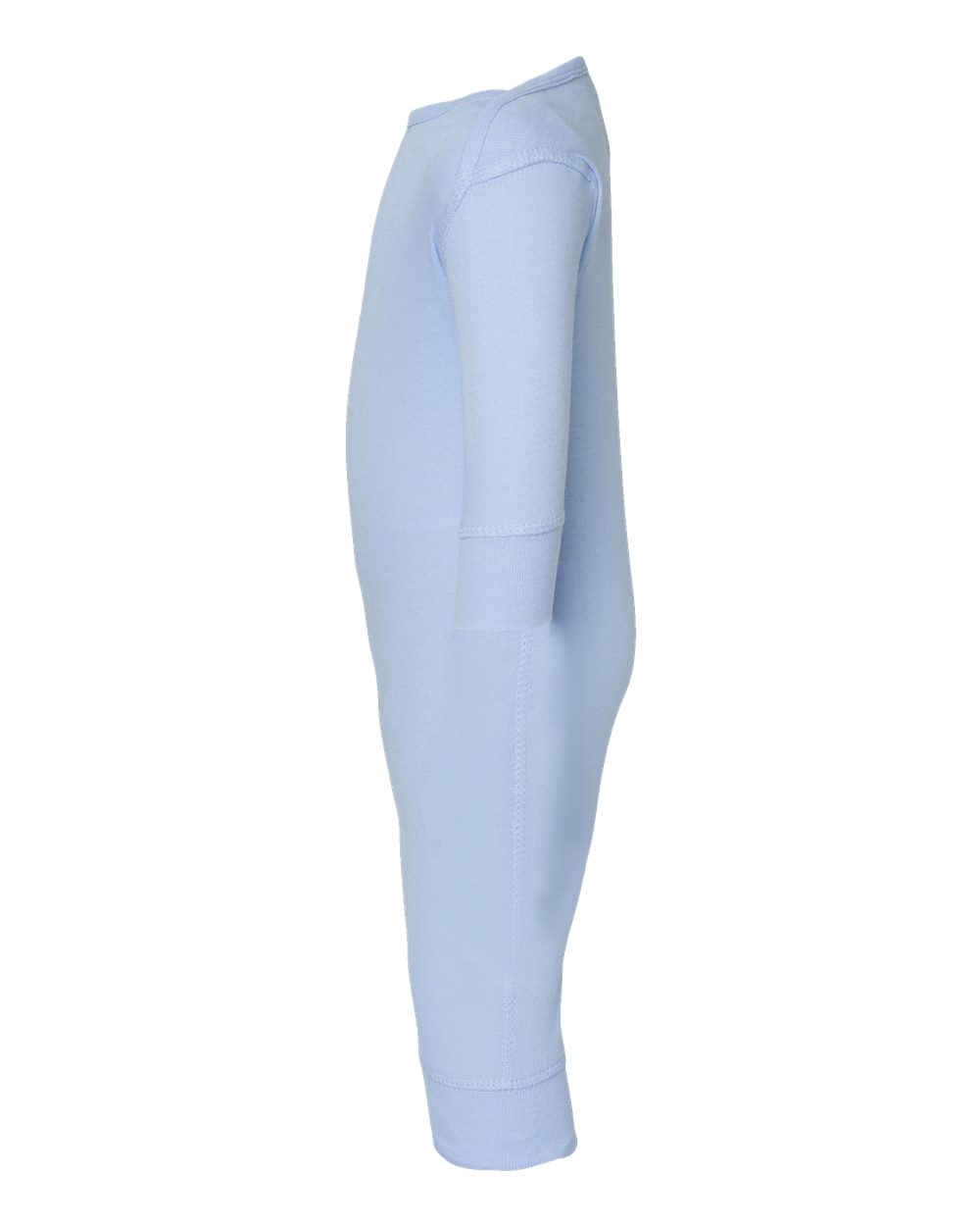 Left View of Light Blue Infant Long Legged Baby Rib Bodysuit - 4412