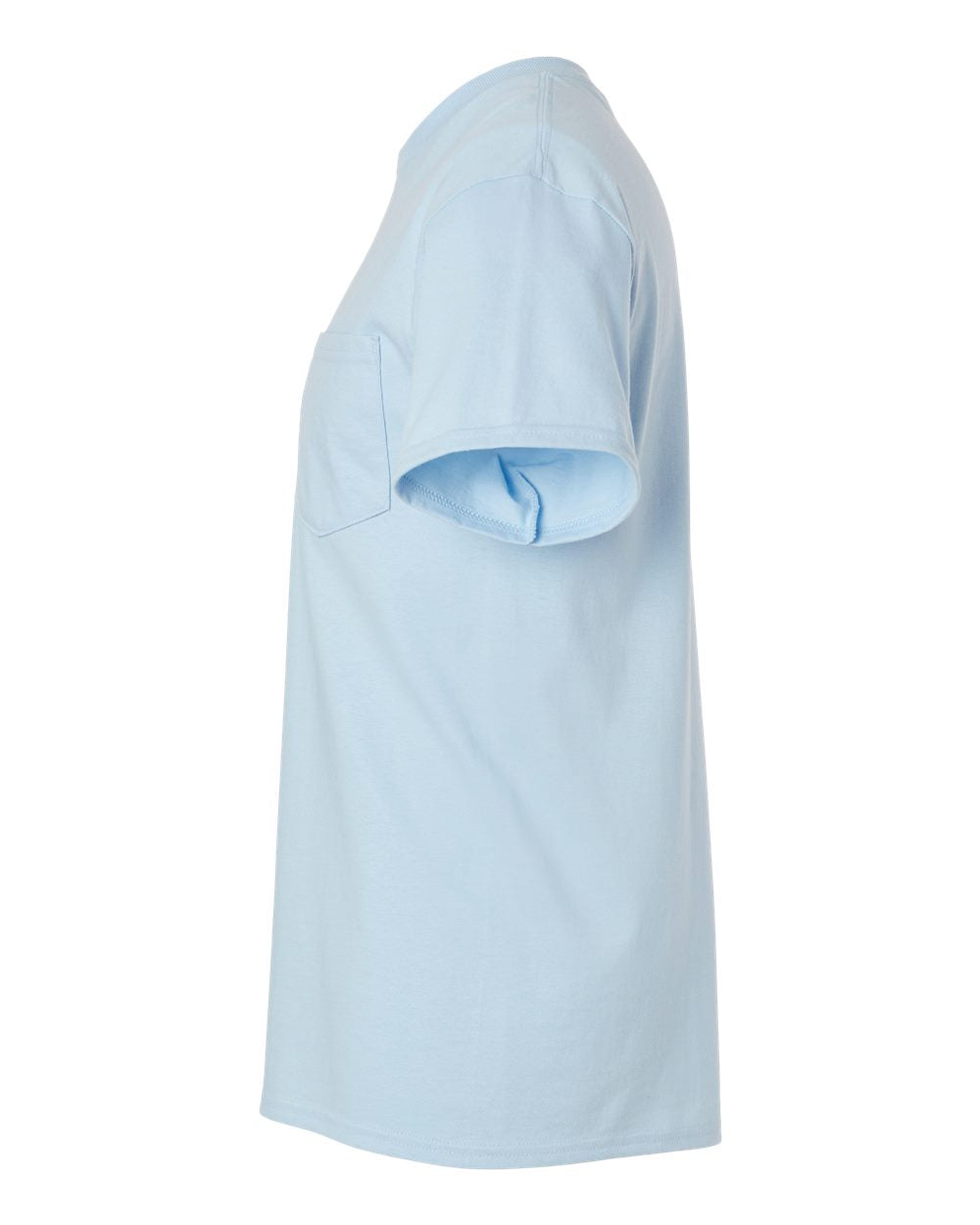 Left View of Light Blue Ultra Cotton® Pocket T-Shirt - 2300