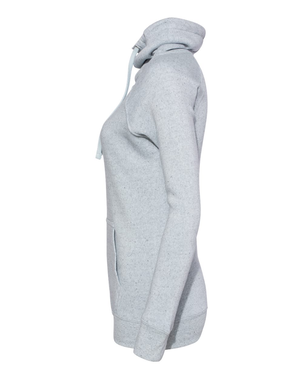 Left View of Light Blue Women’s Space-Dyed Cowl Neck Sweatshirt - W20155 plain