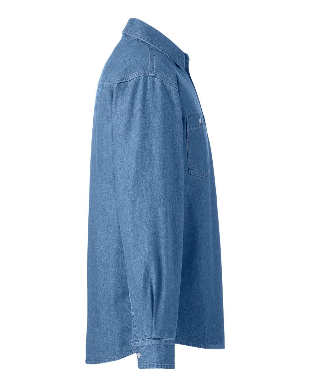 Left View of Light Denim Unisex Denim Shirt Jacket - M540