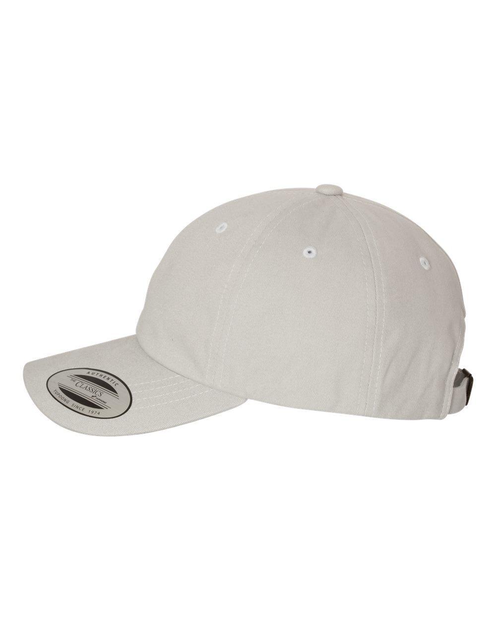 Left View of Light Grey Peached Cotton Twill Dad Hat - 6245PT