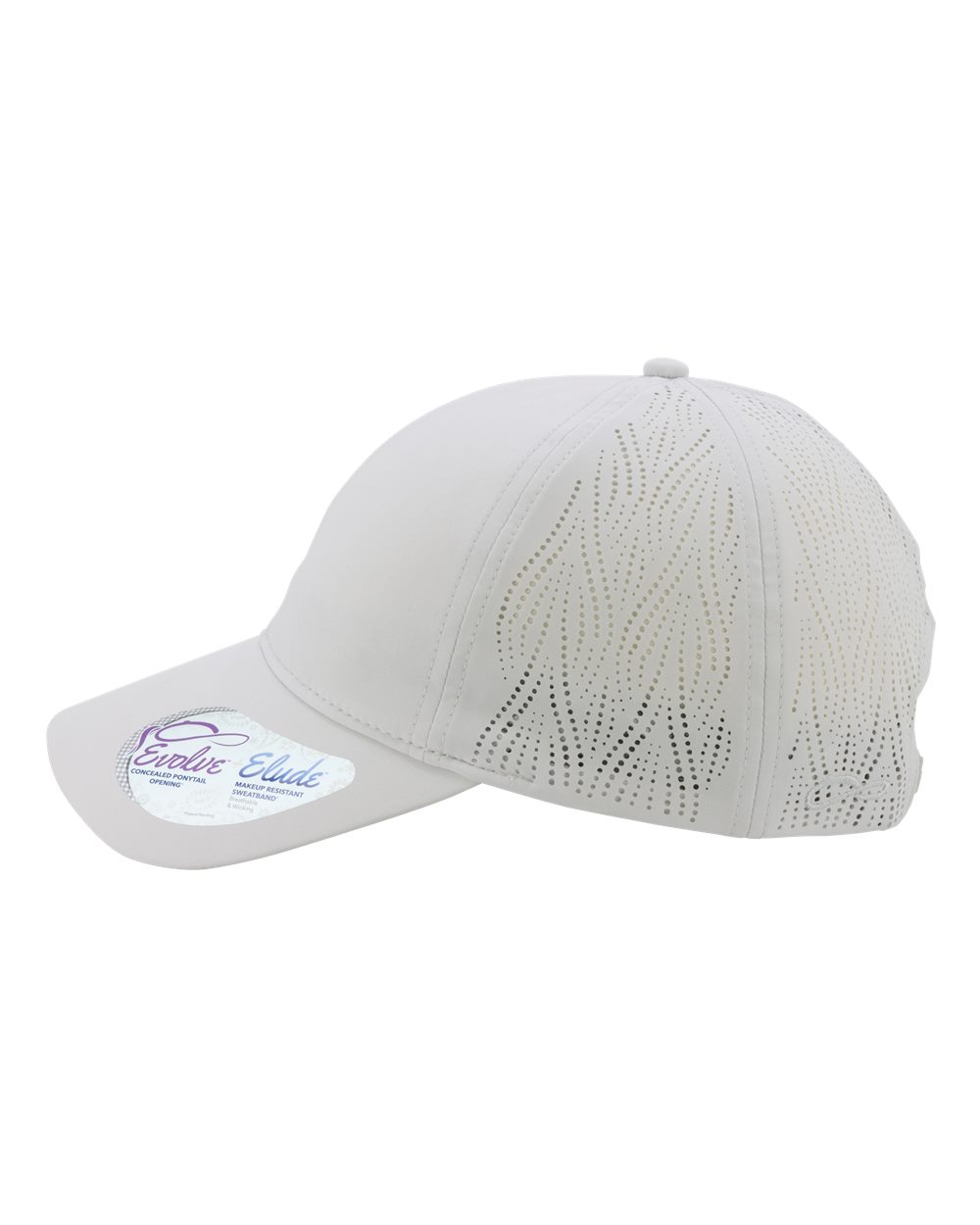 Left View of Light Grey/ Snow Leopard Women's Perforated Performance Cap - GABY