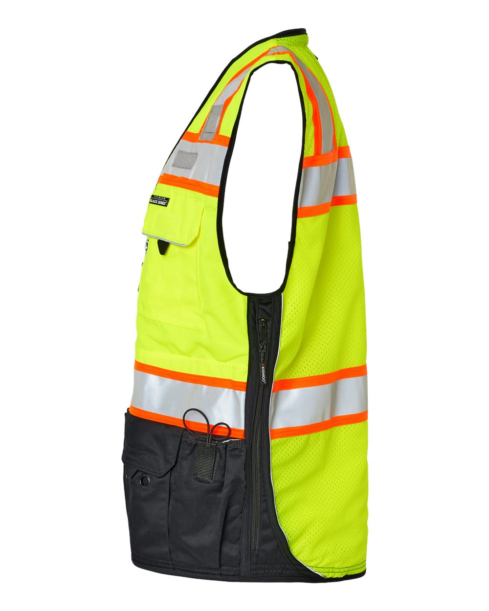 Left View of Lime Premium Black Series® Surveyors Vest - S5002-5003