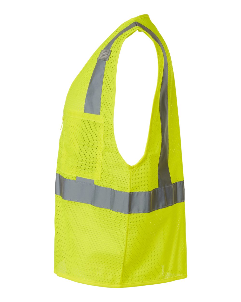 Left View of Lime Single Pocket Zipper Mesh Vest - 1089-1090