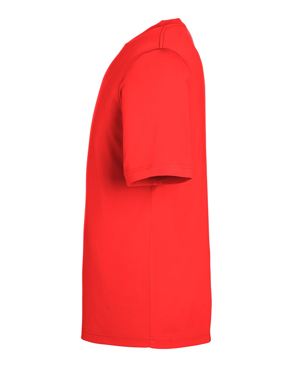 Left View of Marina Red Unisex Capital Performance T-Shirt - CE10