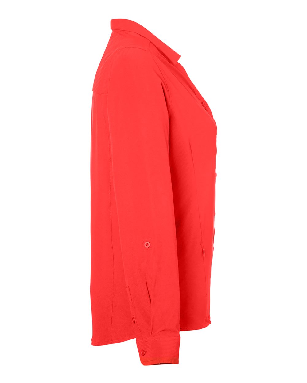 Left View of Marina Red Women's Ultra UVP® Long Sleeve Marina Shirt - CE510LW