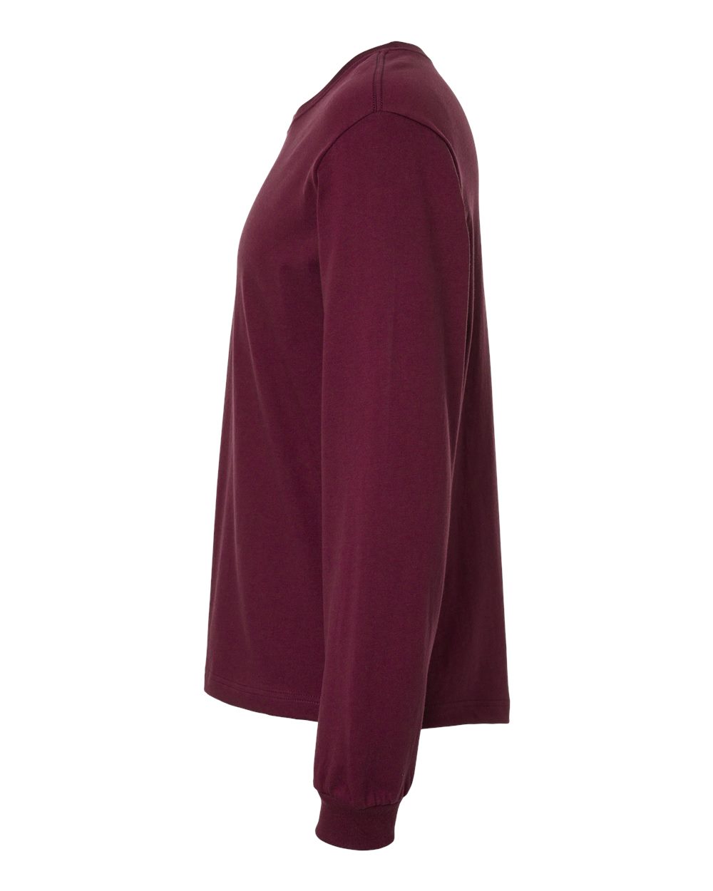 Left View of Maroon 6 oz. Heavyweight Long Sleeve Tee - 3511