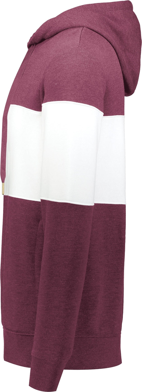 Left View of MAROON HEATHER/WHITE ALL-AMERICAN HOODIE