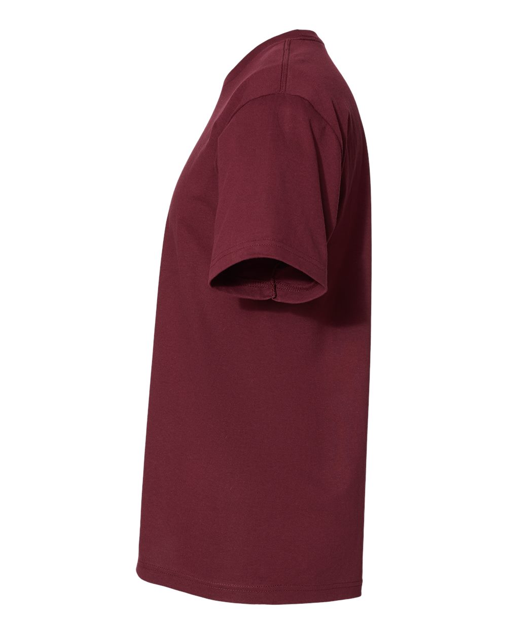 Left View of Maroon Heavyweight Cotton T-Shirt - 1800