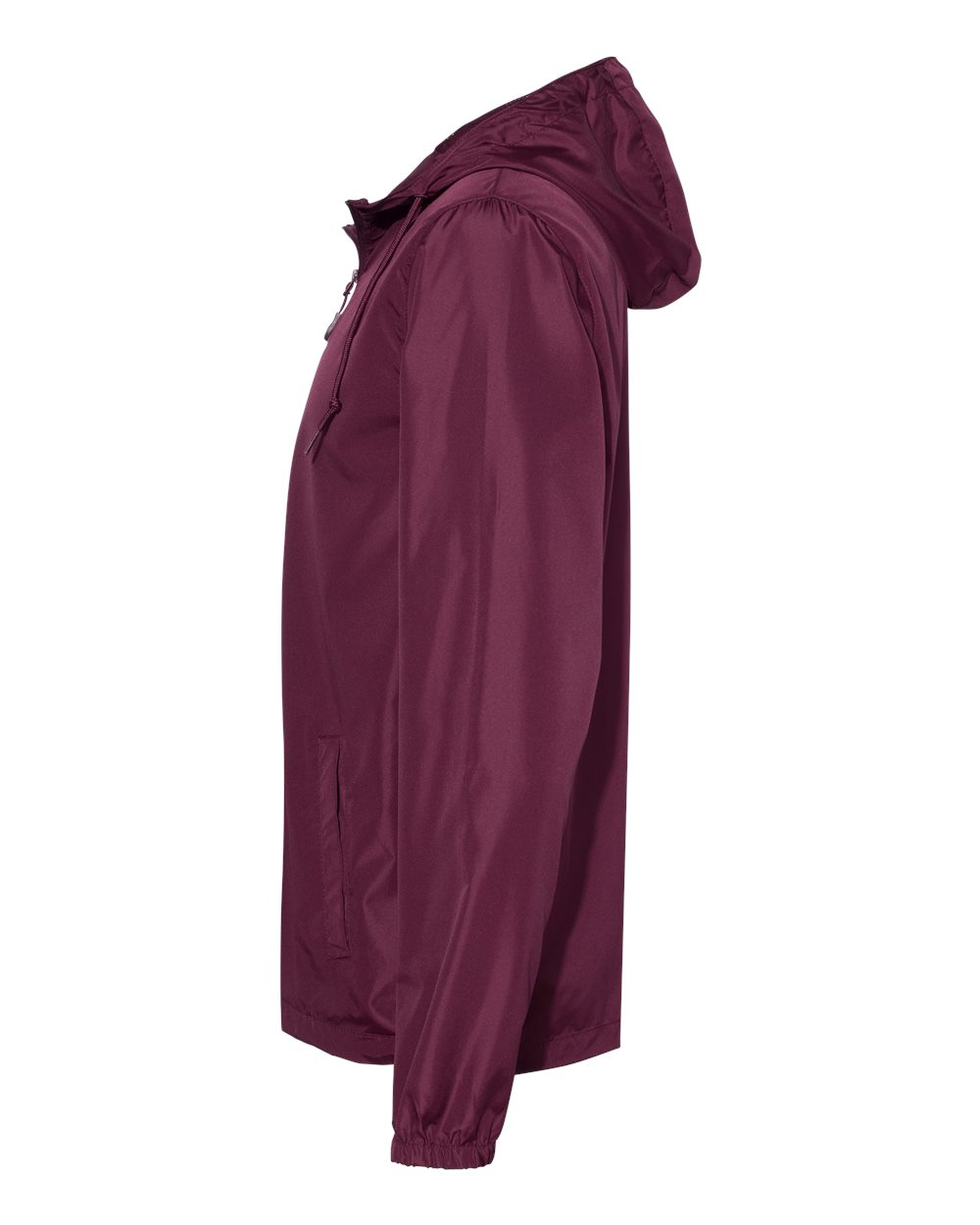 Left View of Maroon Lightweight Windbreaker Full-Zip Jacket - EXP54LWZ