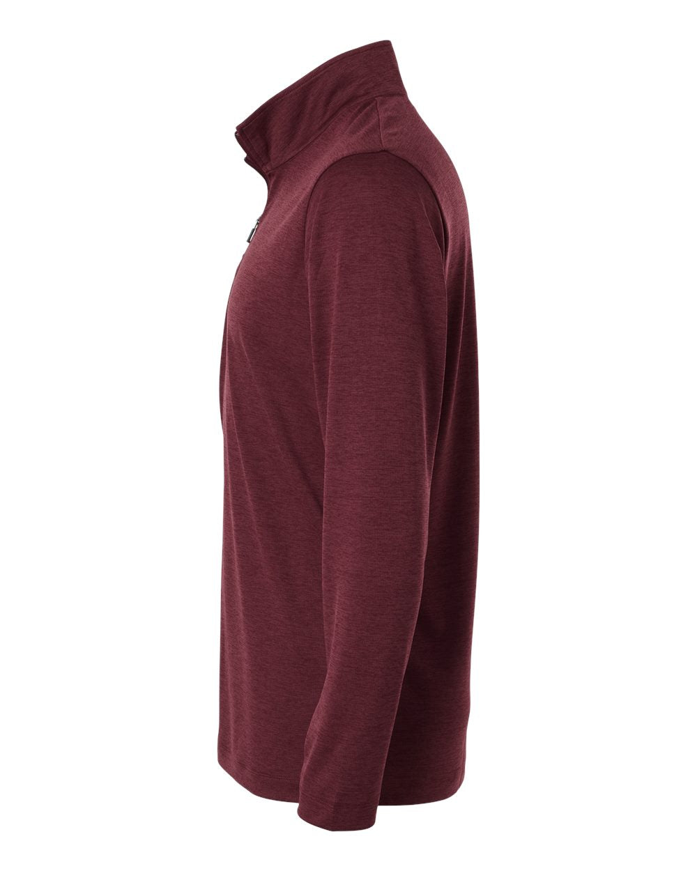 Left View of Maroon Melange Performance Mélange Quarter-Zip Pullover - 4HM700