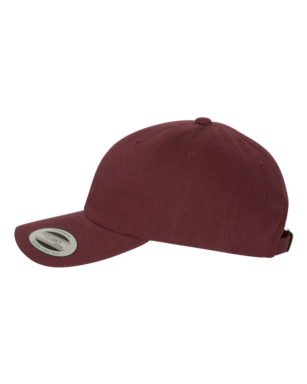 Left View of Maroon Peached Cotton Twill Dad Hat - 6245PT