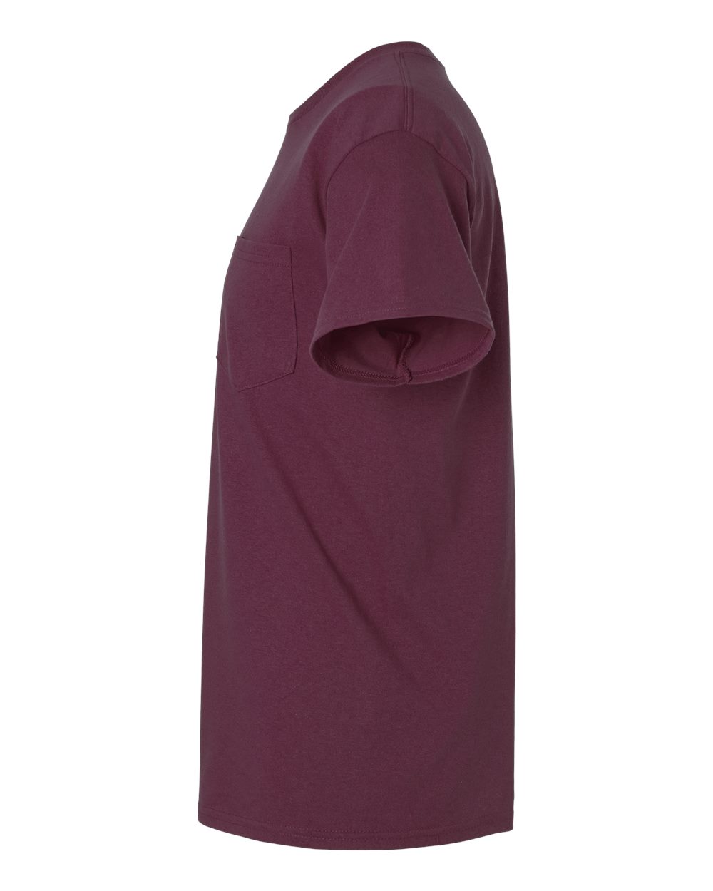 Left View of Maroon Ultra Cotton® Pocket T-Shirt - 2300