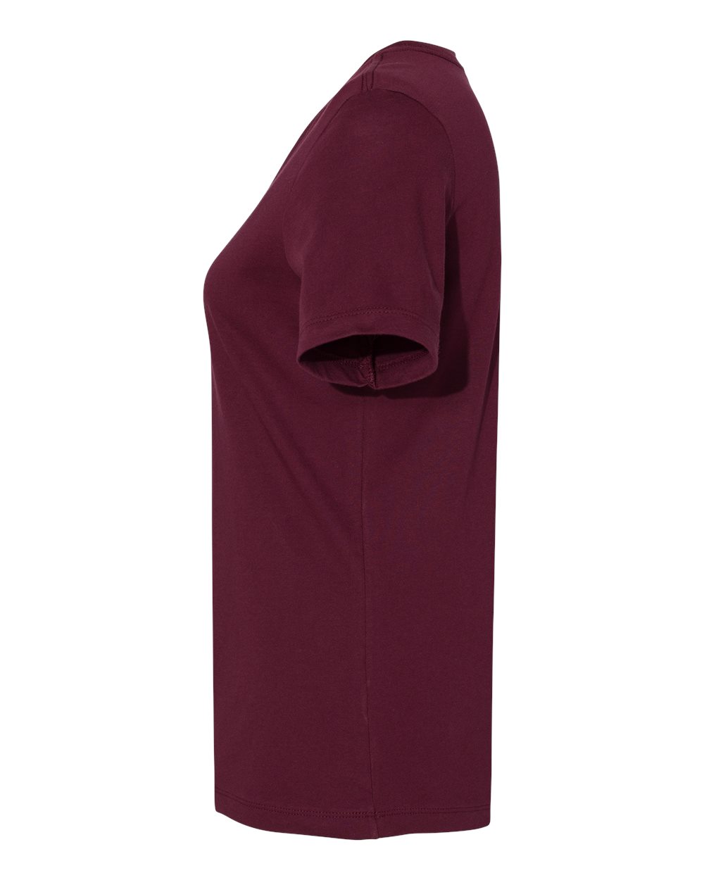 Left View of Maroon Women’s Relaxed Jersey Tee - 6400