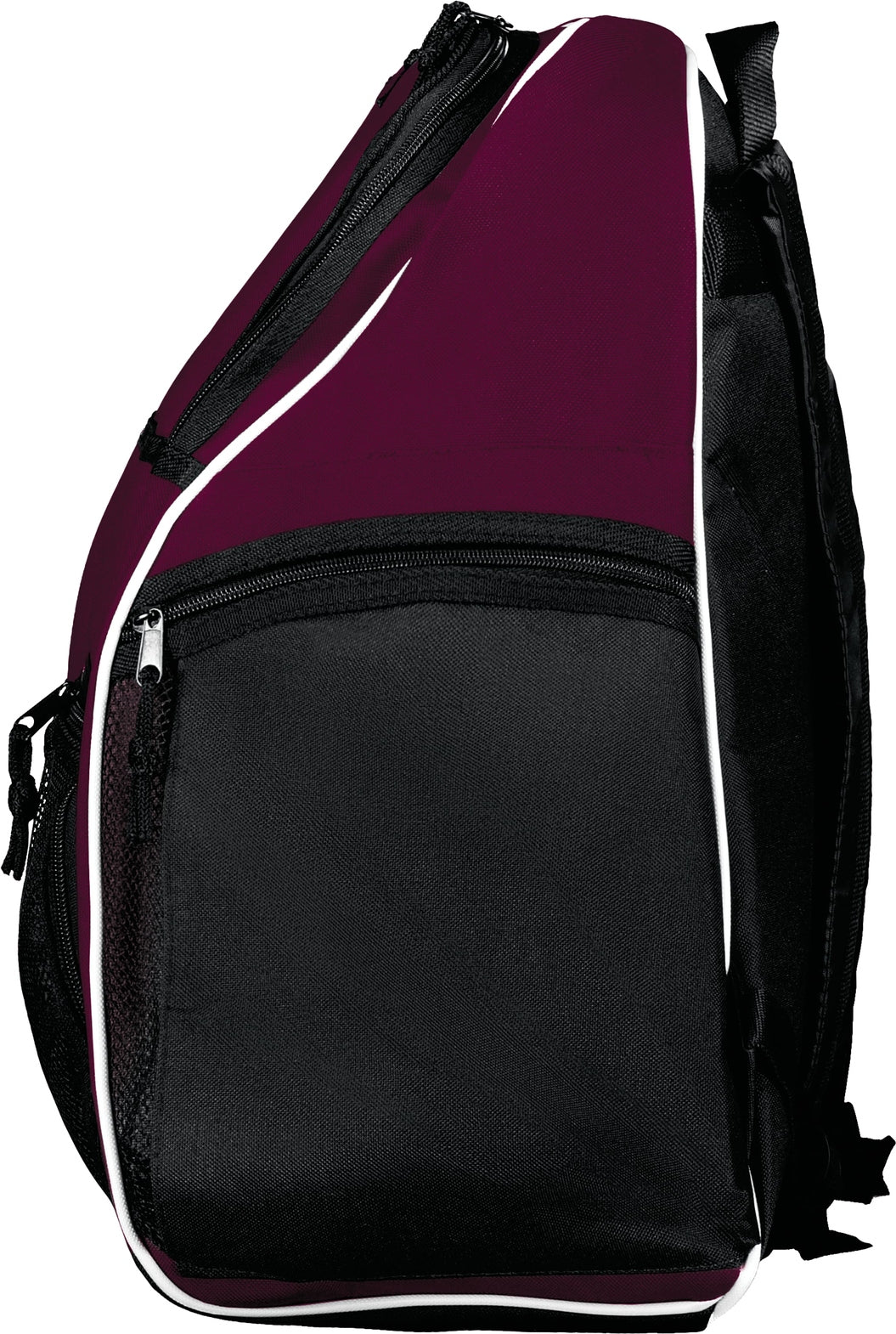 Left View of MAROON/BLACK/WHITE PLAYER BACKPACK