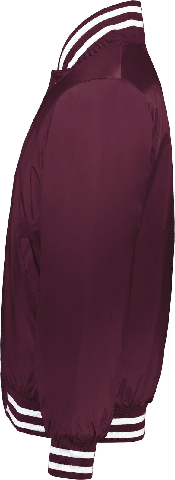 Left View of MAROON/WHITE HERITAGE JACKET