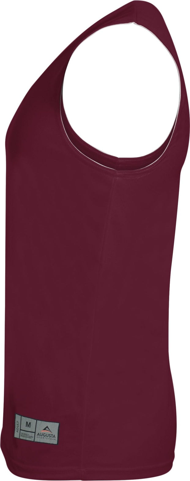 Left View of MAROON/WHITE YOUTH REVERSIBLE WICKING TANK