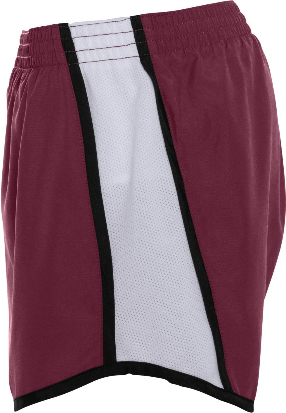 Left View of MAROON/WHITE/BLACK LDS JR FIT PULSE TEAM SHORT