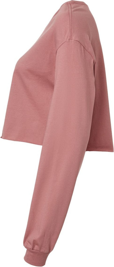 Left View of Mauve FWD Fashion Women&#39;s Crop Long Sleeve Tee - 6501