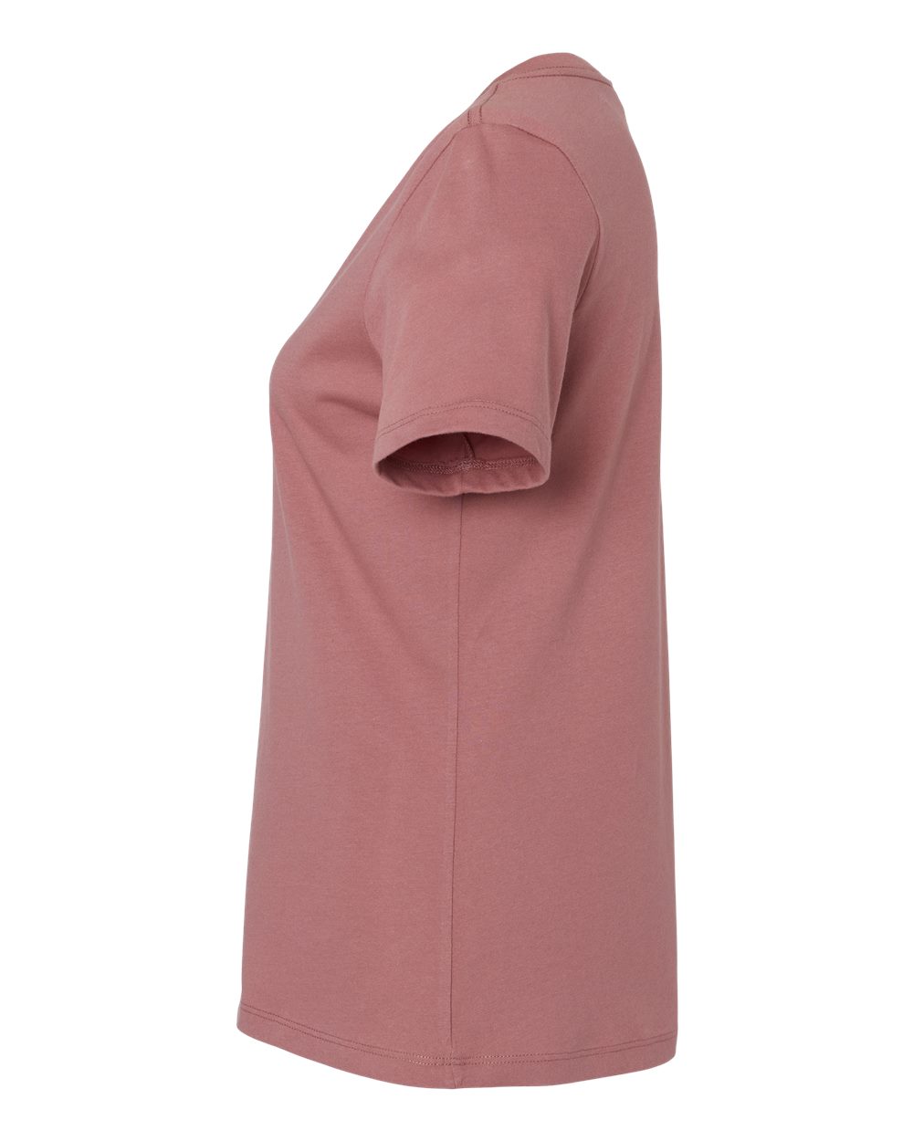 Left View of Mauve Women’s Relaxed Jersey V-Neck Tee - 6405