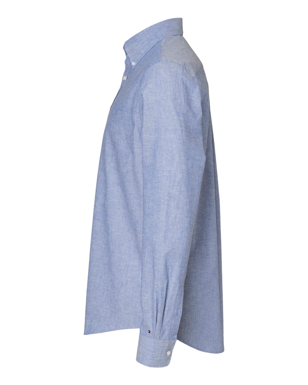 Left View of Mazarine Blue Cotton/Linen Shirt - 13TH107