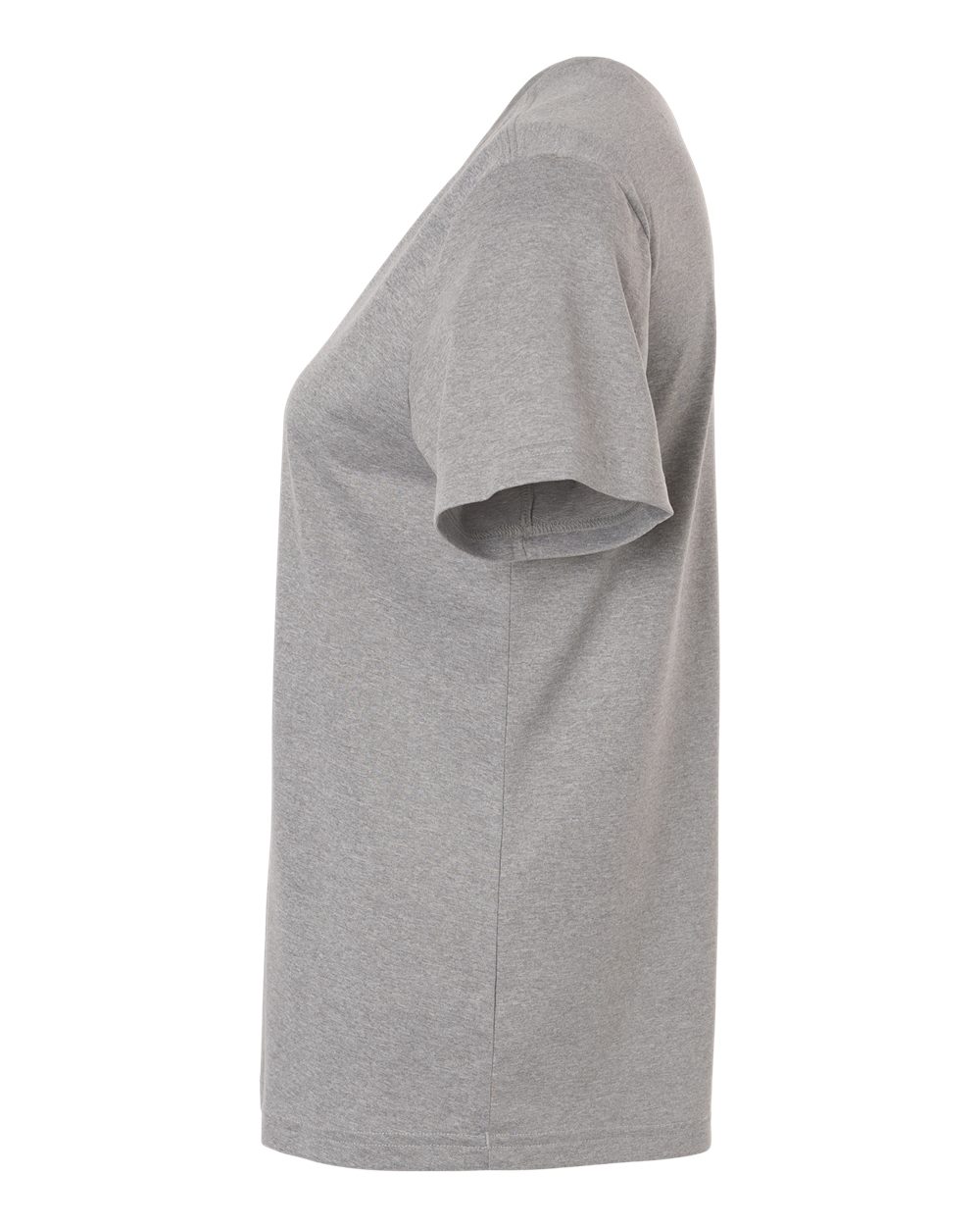 Left View of Medium Grey Heather/ Black Women's Pregame T-Shirt - AT102 plain