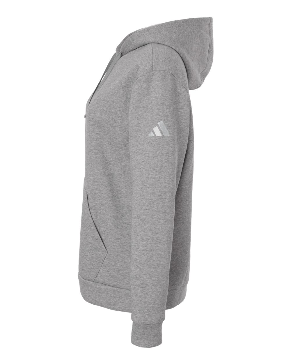 Left View of Medium Grey Heather/ White Women's Fleece Hooded Sweatshirt - AT204