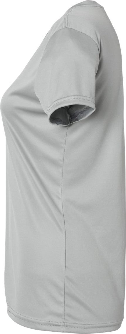 Left View of Medium Grey Women's Vera V-Neck T-Shirt - 203