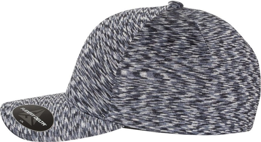 Left View of Mélange Navy Delta® Seamless Unipanel Cap - 280