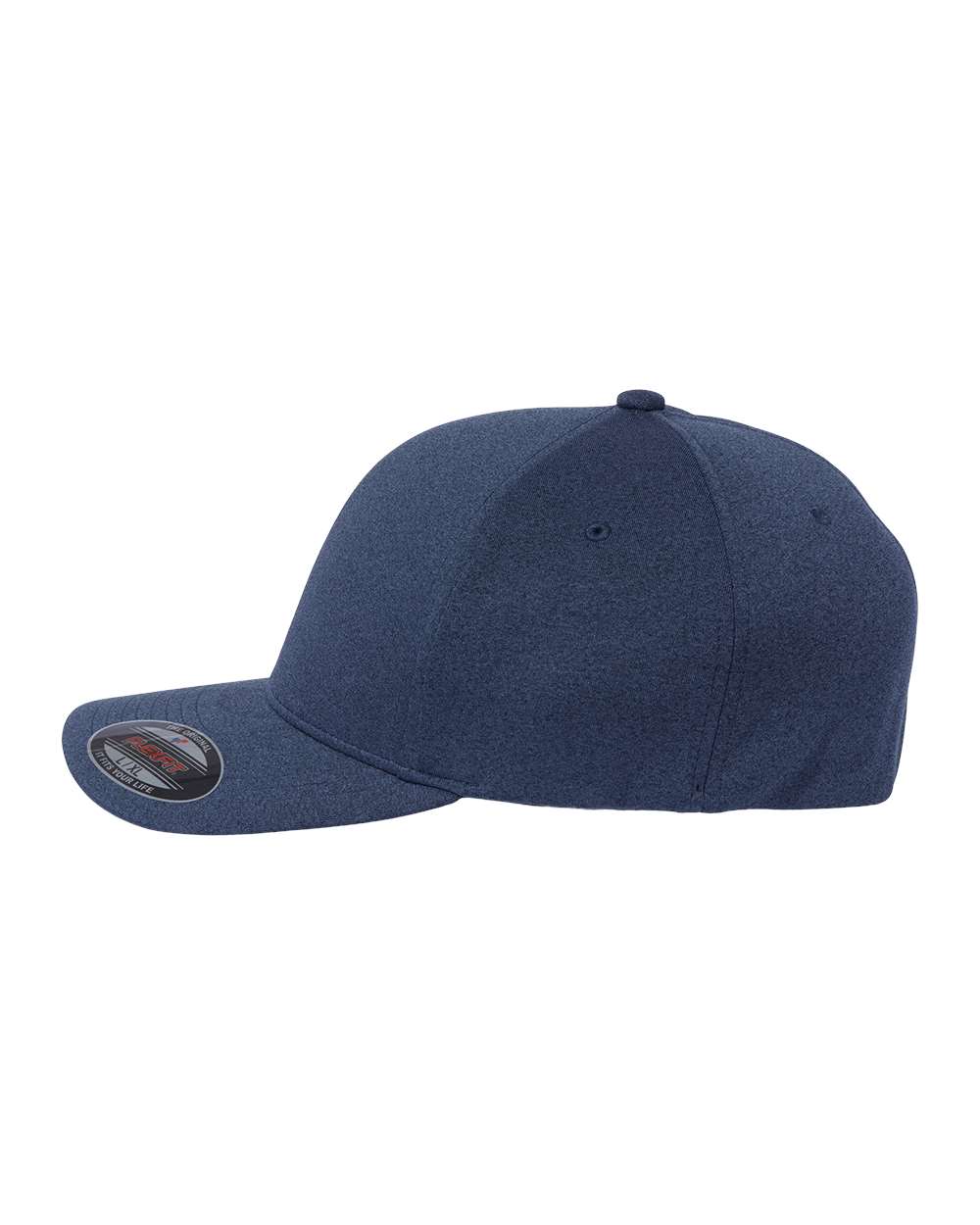 Left View of Melange Navy Unipanel™ Melange Cap - 5577UP plain