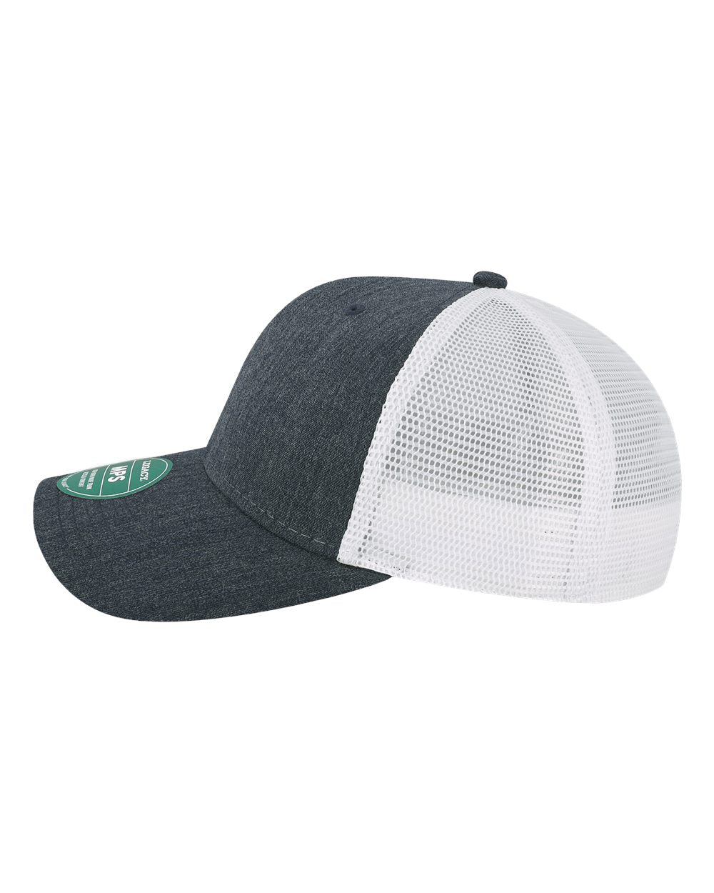 Left View of Melange Navy/ White Mid-Pro Snapback Trucker Cap - MPS