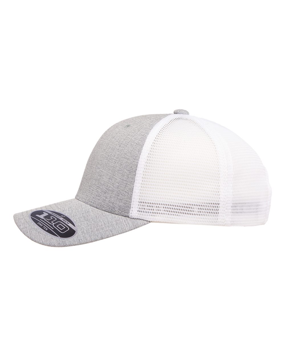 Left View of Melange Silver/ White 110® Mesh-Back Cap - 110M