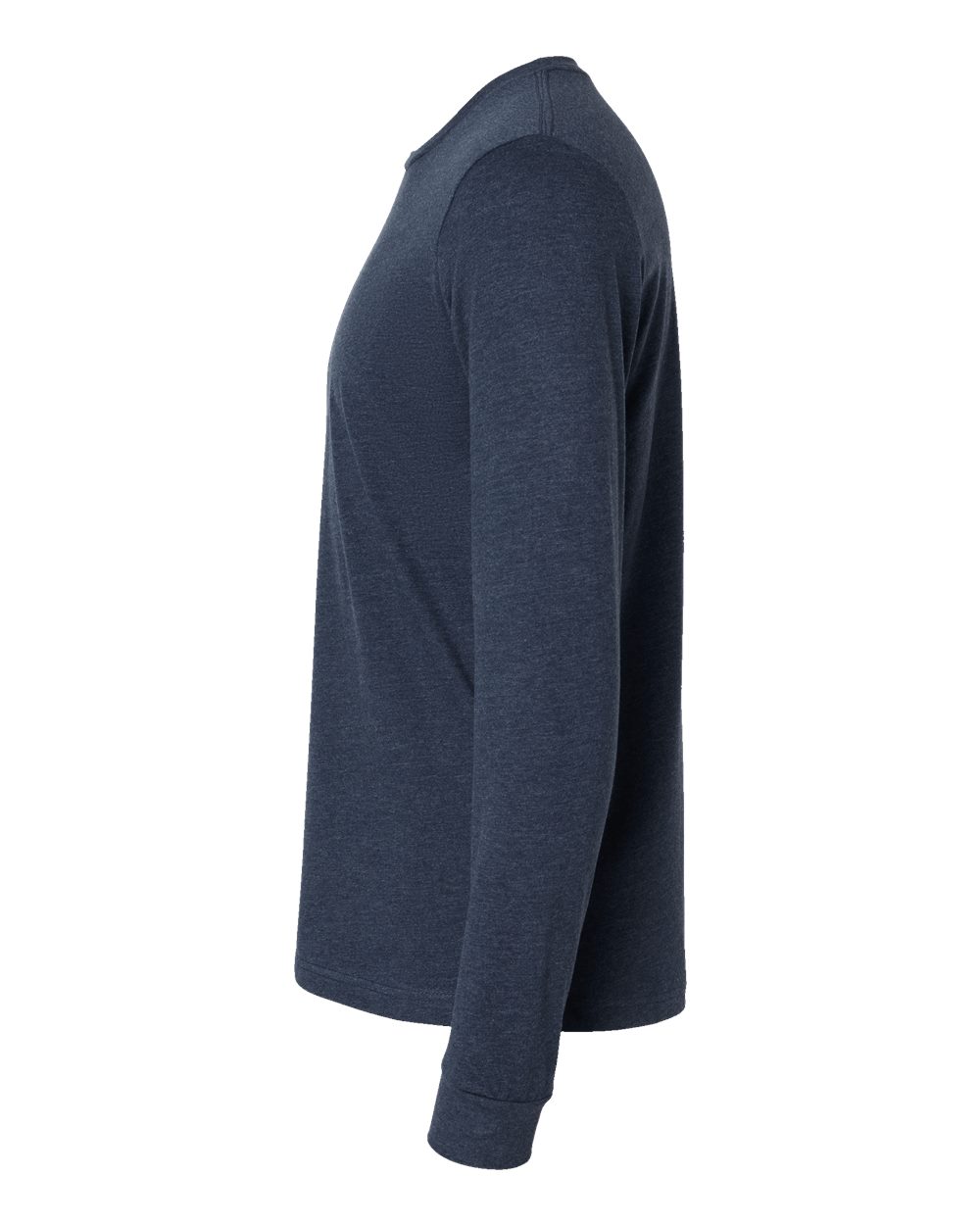 Left View of Midnight Navy CVC Long Sleeve T-Shirt - 6211