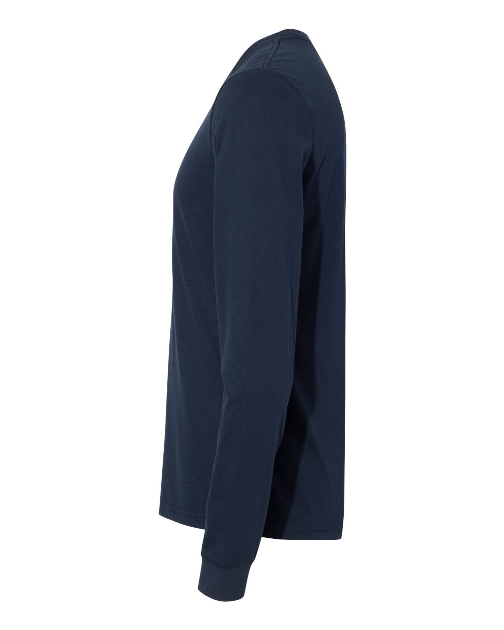 Left View of Midnight Navy Sueded Long Sleeve T-Shirt - 6411