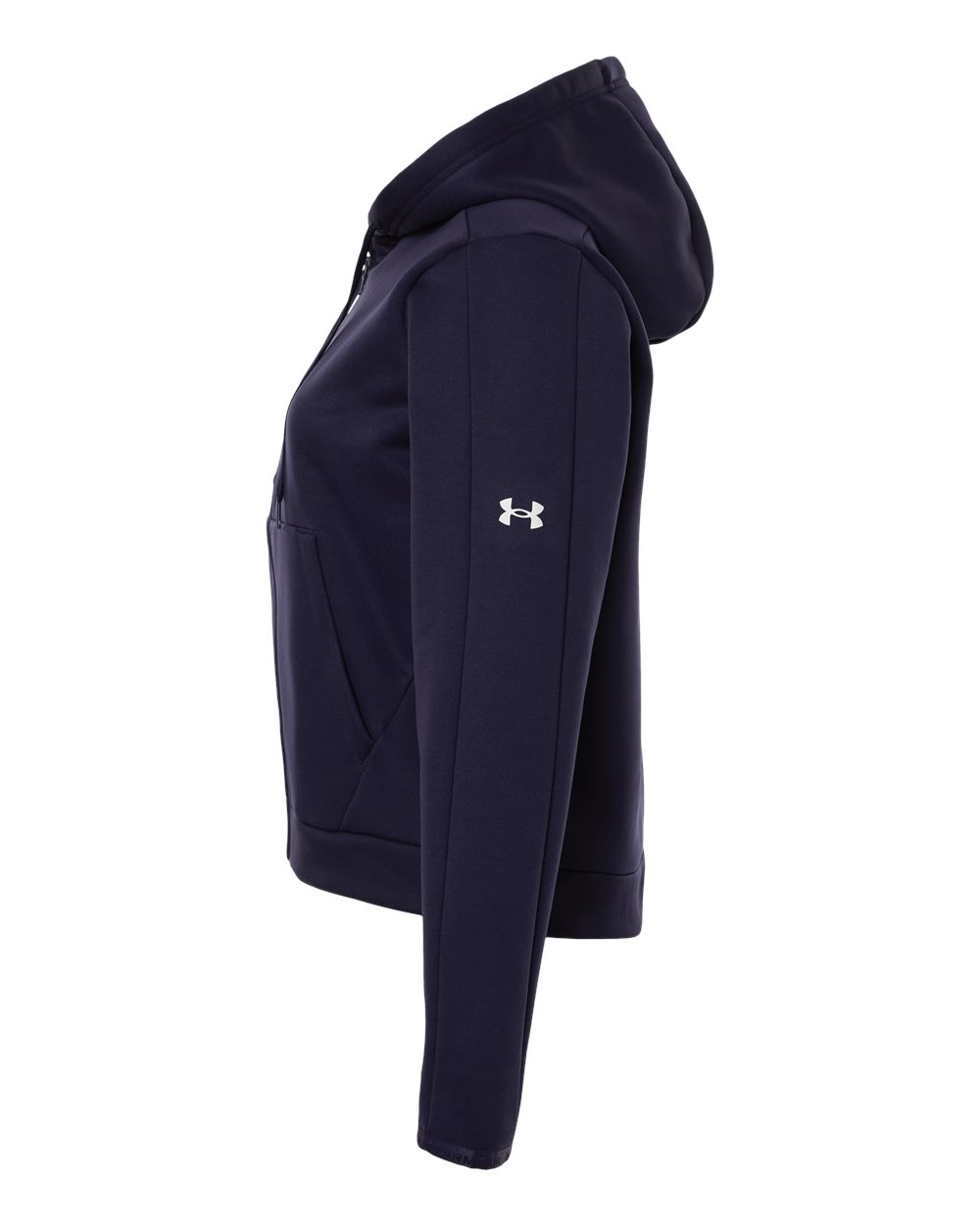 Left View of Midnight Navy/ White Women's Armour Fleece Pro Hooded Full-Zip - 6010941