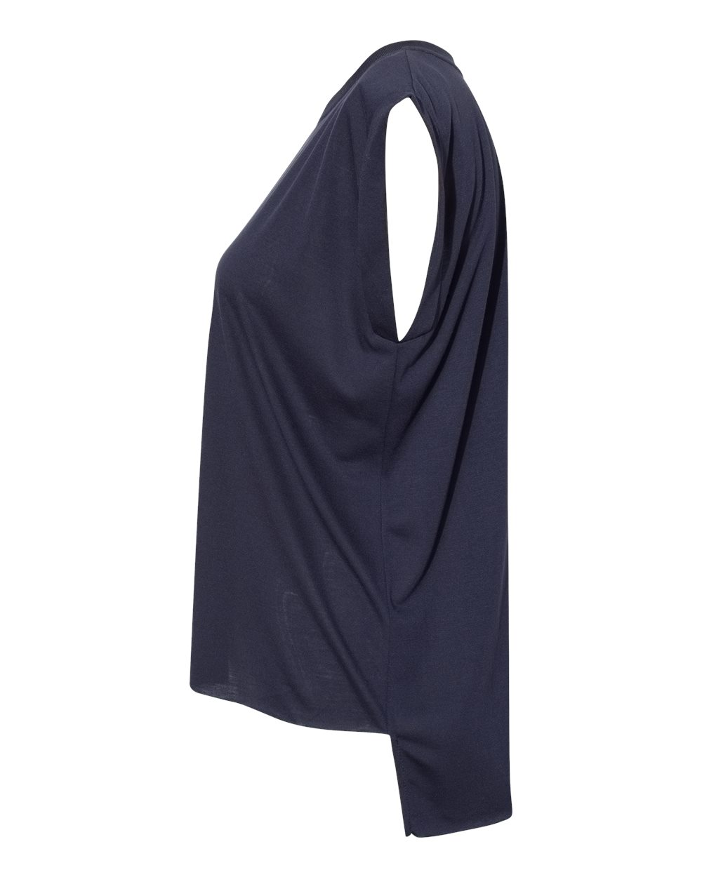 Left View of Midnight Women’s Flowy Rolled Cuffs Muscle Tee - 8804