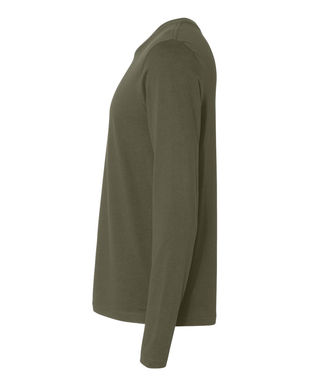 Left View of Military Green Cotton Long Sleeve T-Shirt - 3601