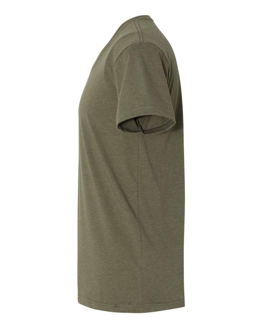 Left View of Military Green CVC V-Neck T-Shirt - 6240