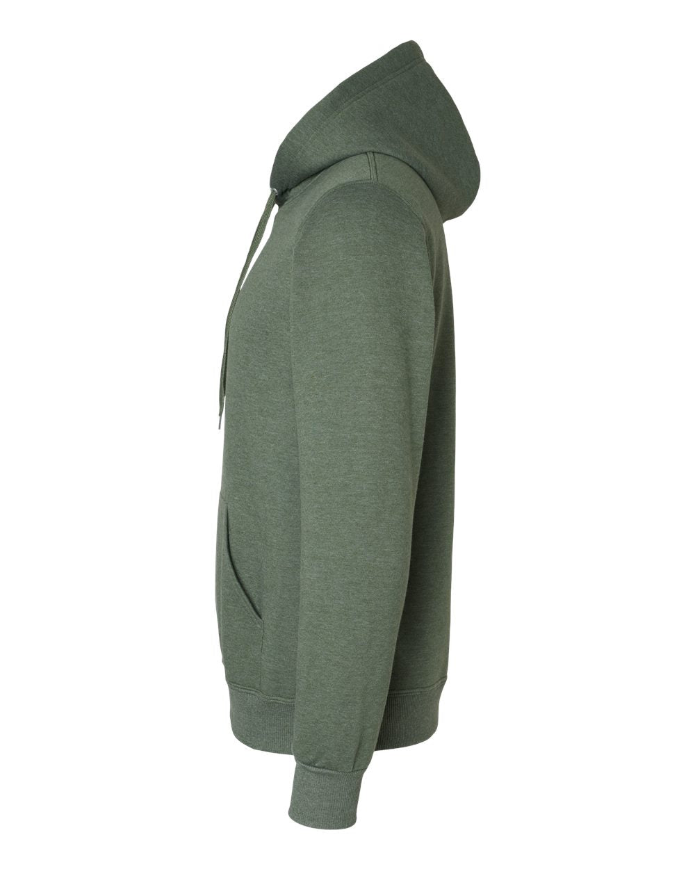Left View of Military Green Heather Eco™ Premium Blend Ring-Spun Hooded Sweatshirt - 700MR