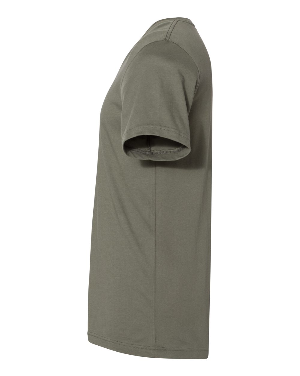 Left View of Military Green Jersey V-Neck Tee - 3005