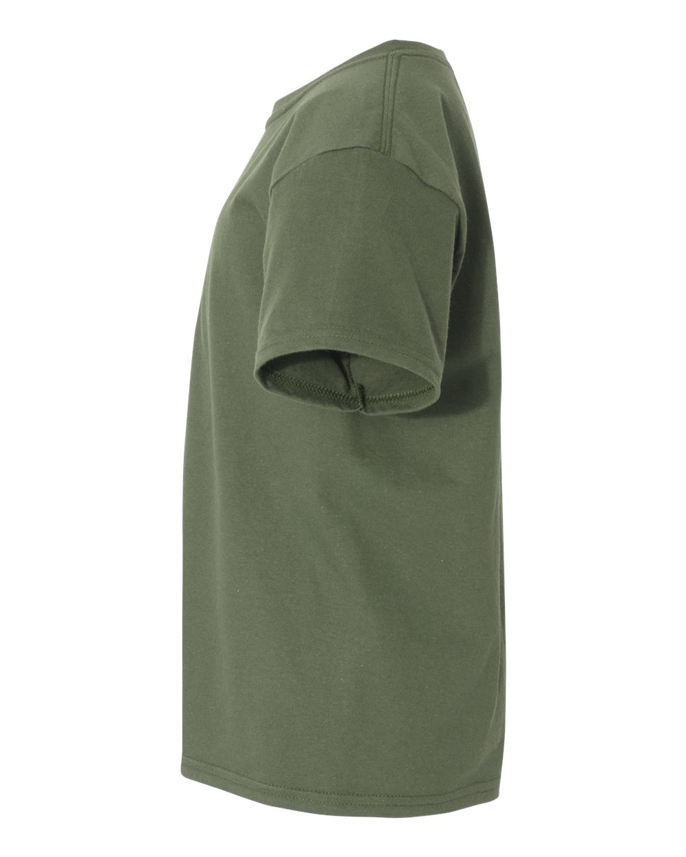 Left View of Military Green Light Cotton Youth T-Shirt - 3000B