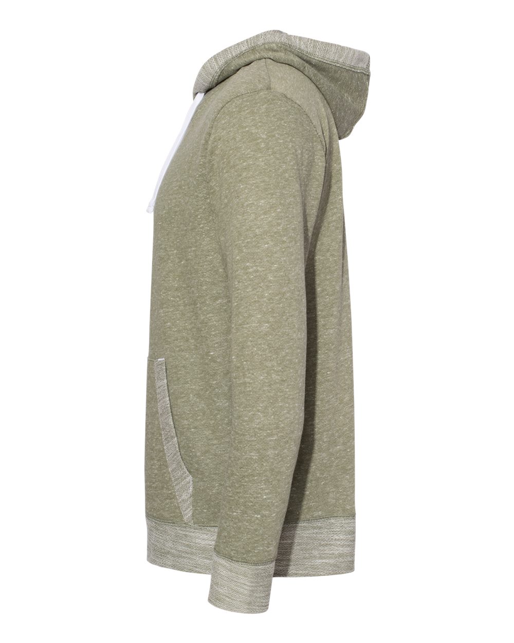 Left View of Military Green Melange Harborside Mélange French Terry Hooded Pullover - 6779