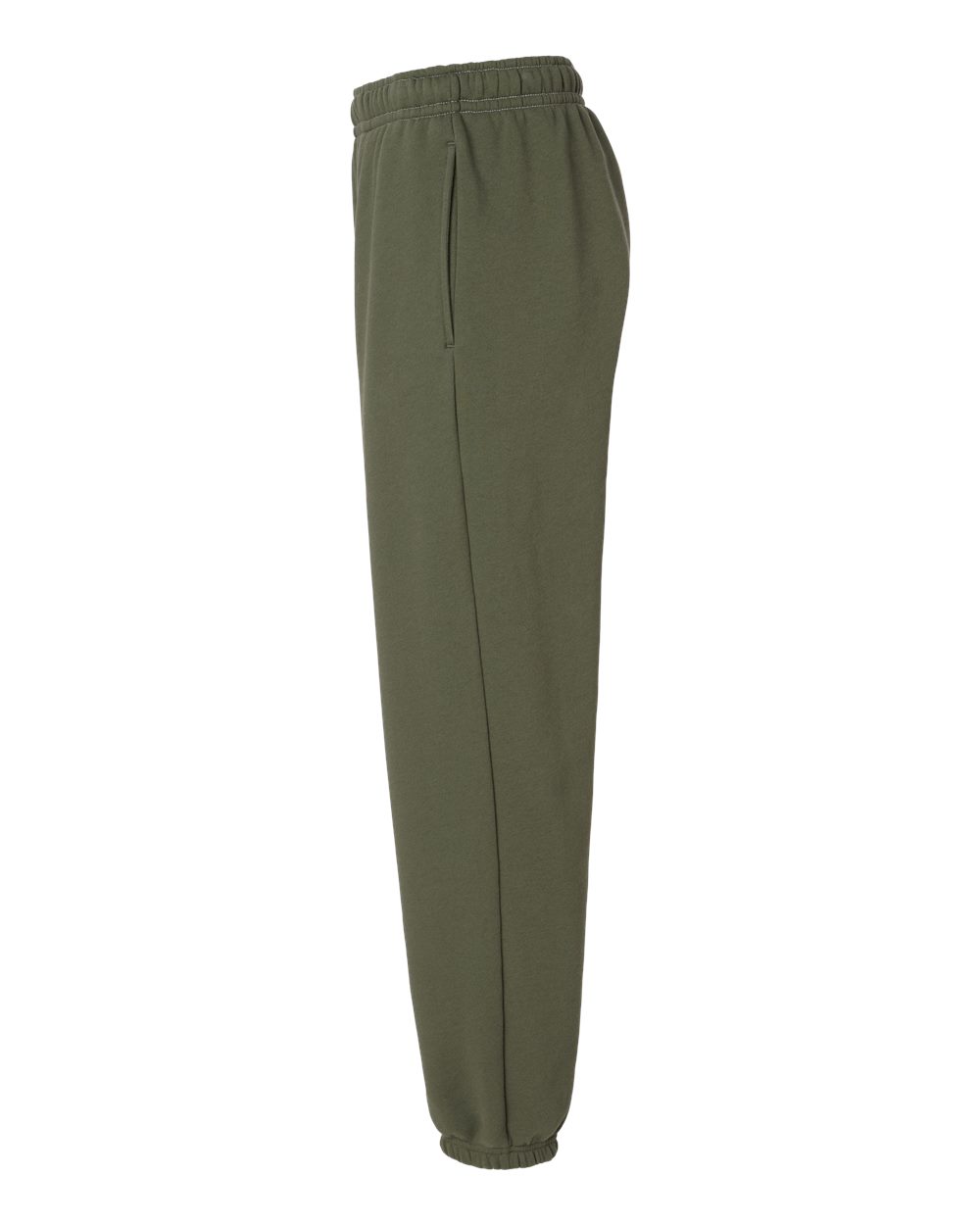 Left View of Military Green Unisex Sponge Fleece Sweatpants - 3738 plain