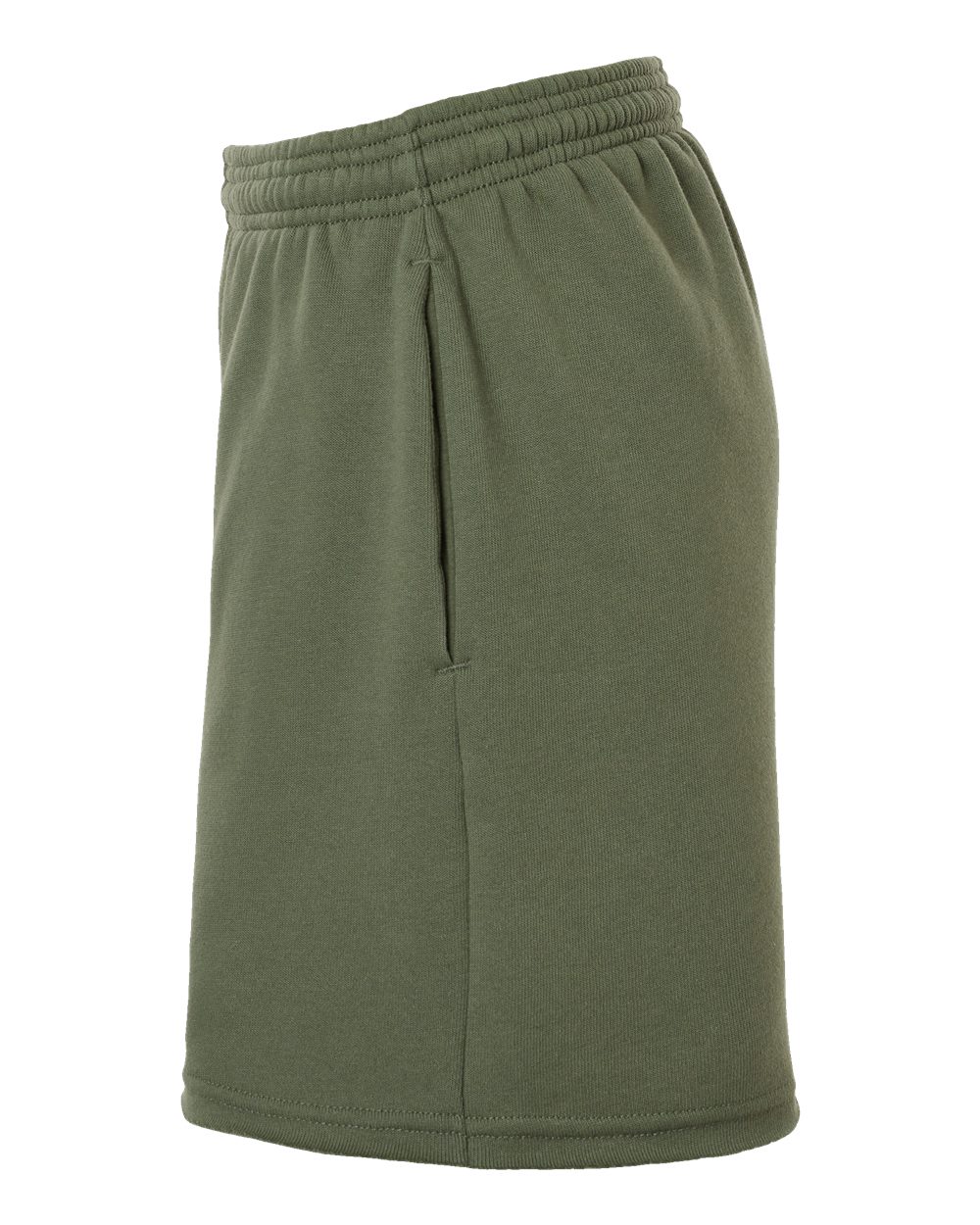 Left View of Military Green Women&#39;s Cutoff Fleece Shorts - 3787