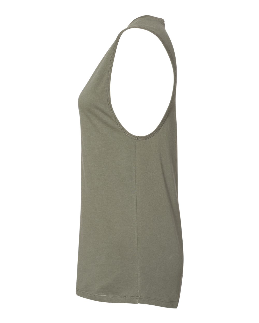 Left View of Military Green Women&#39;s Jersey Muscle Tank - 6003