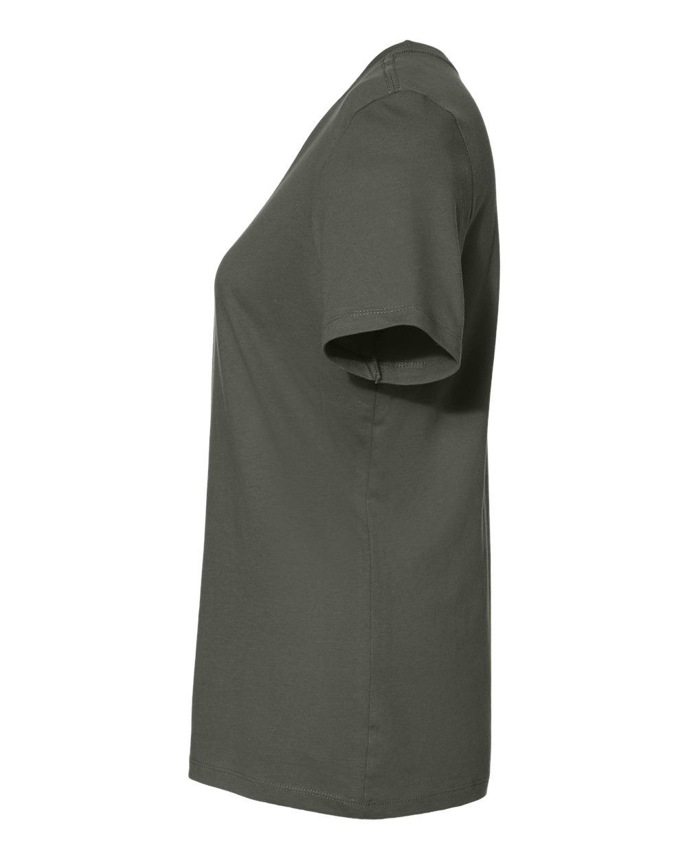 Left View of Military Green Women’s Relaxed Jersey Tee - 6400