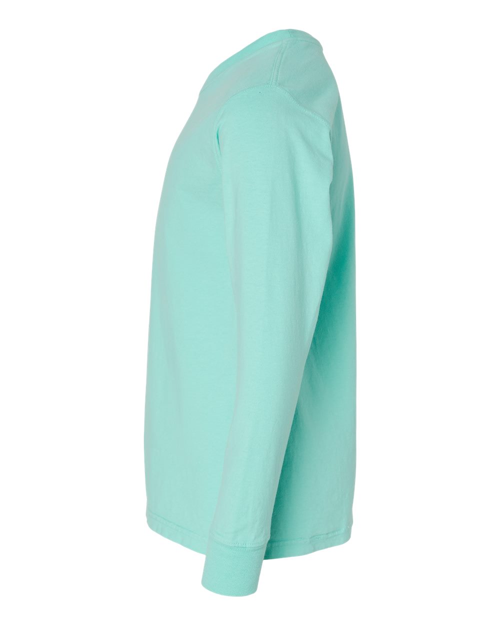 Left View of Mint Garment-Dyed Youth Long Sleeve T-Shirt - GDH275